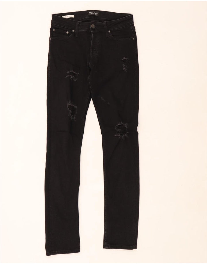Jack & Jones Uomo GLENN Jeans slim effetto consumato W28 L32 cotone nero