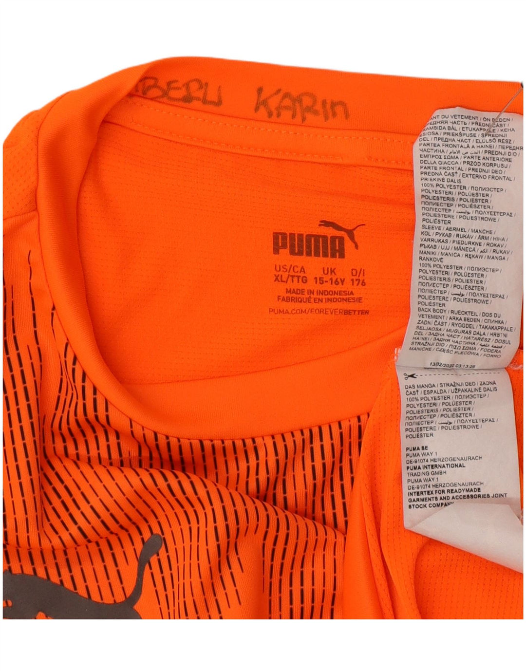 Maglietta Puma da bambino 15-16 anni XL Arancione geometrica in poliestere