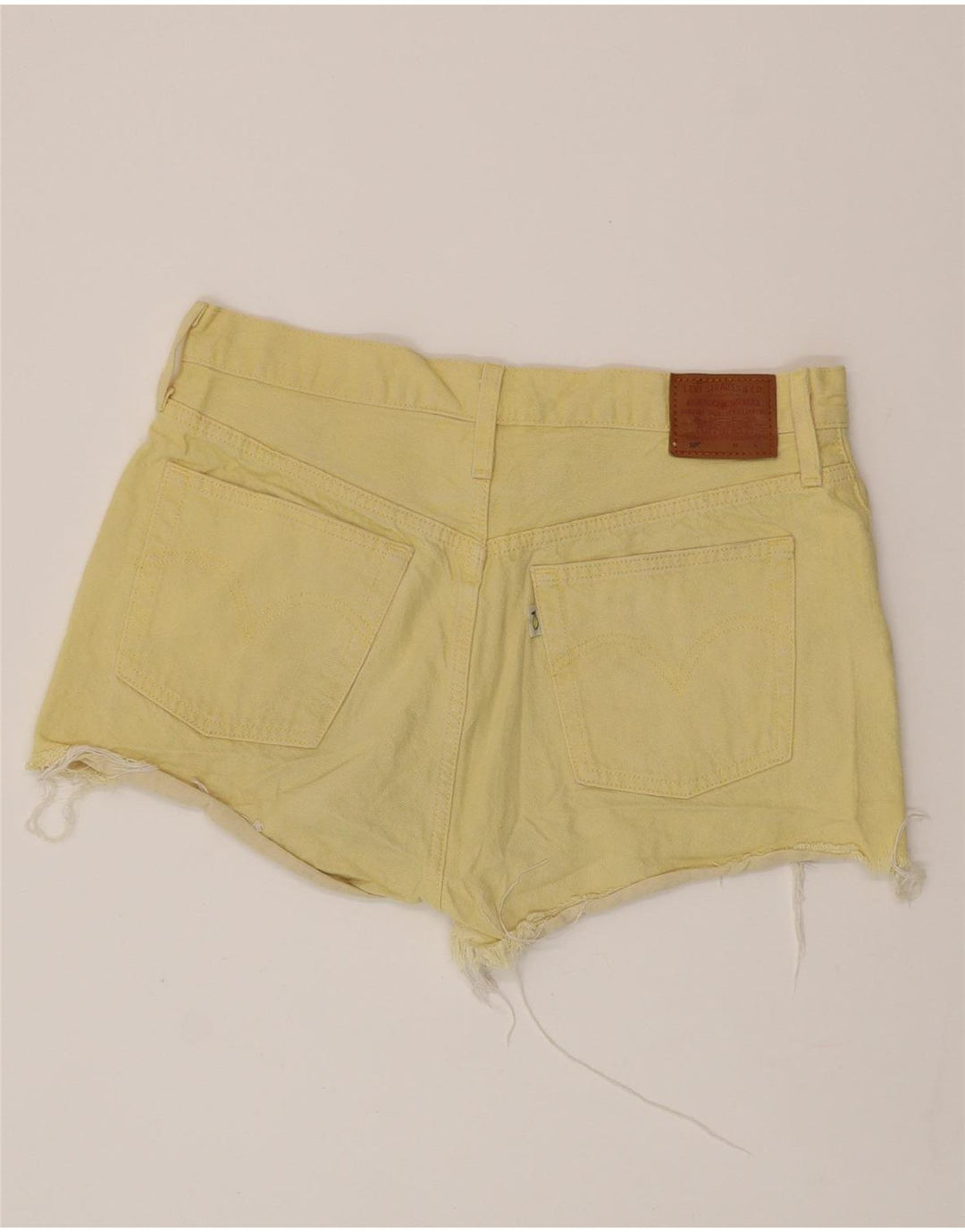 LEVI'S Pantaloncini di jeans 501 da donna W32 grandi in cotone giallo