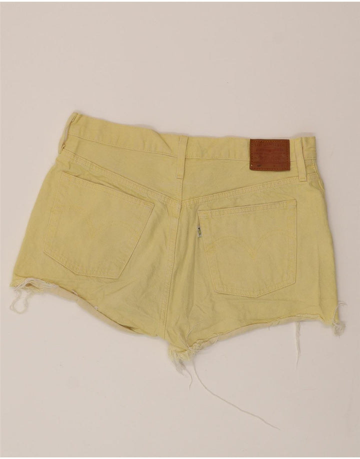 LEVI'S Pantaloncini di jeans 501 da donna W32 grandi in cotone giallo