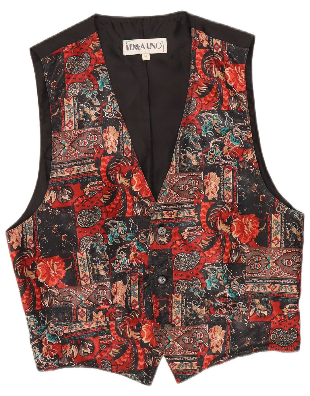 Gilet da uomo vintage in poliestere floreale multicolore medio
