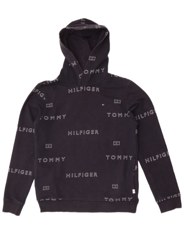 Maglione con cappuccio grafico da bambino Tommy Hilfiger 15-16 anni in cotone blu navy