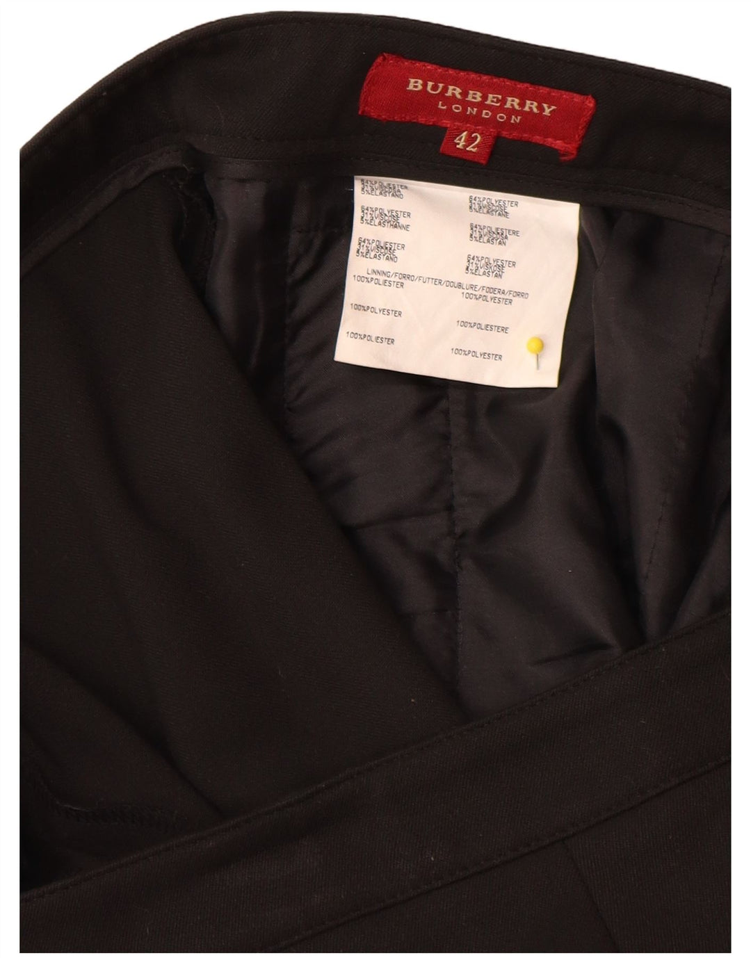 Pantaloni da abito dritti da donna Burberry IT 42 Medium W32 L35 Poliestere nero