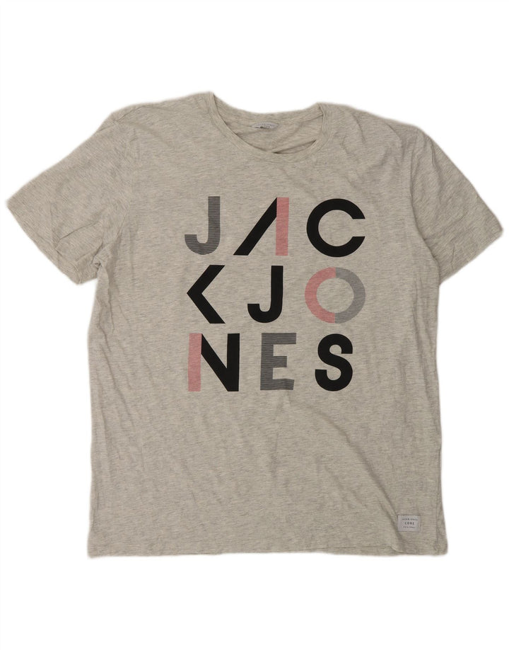 T-shirt grafica da uomo Jack & Jones Top 2XL cotone grigio