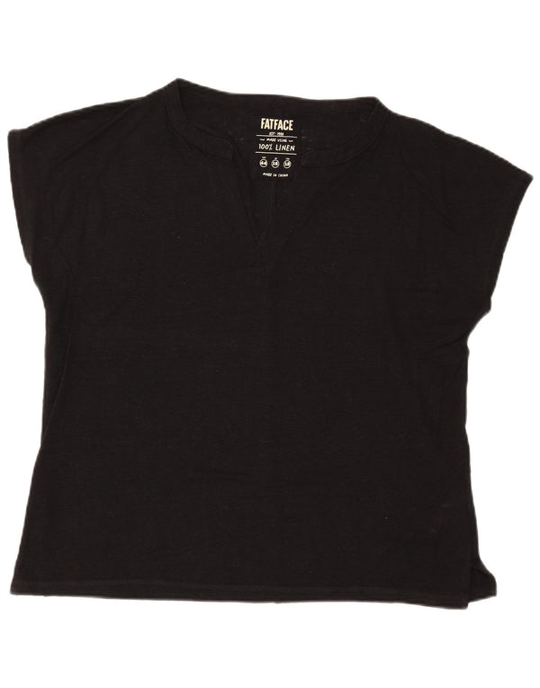 T-shirt oversize da donna Fat Face Top UK 16 grande lino nero
