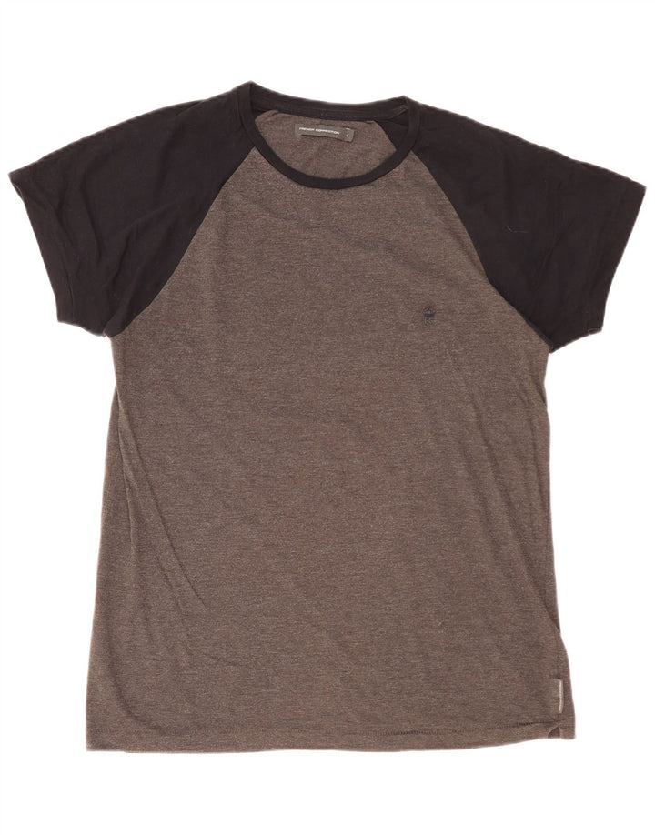 T-shirt da uomo FRENCH CONNECTION Top grande in cotone color block grigio