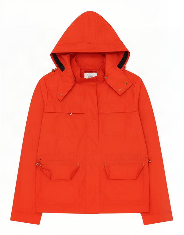 Zara Womens Hooded Utility Jacket UK 14 Medium Red