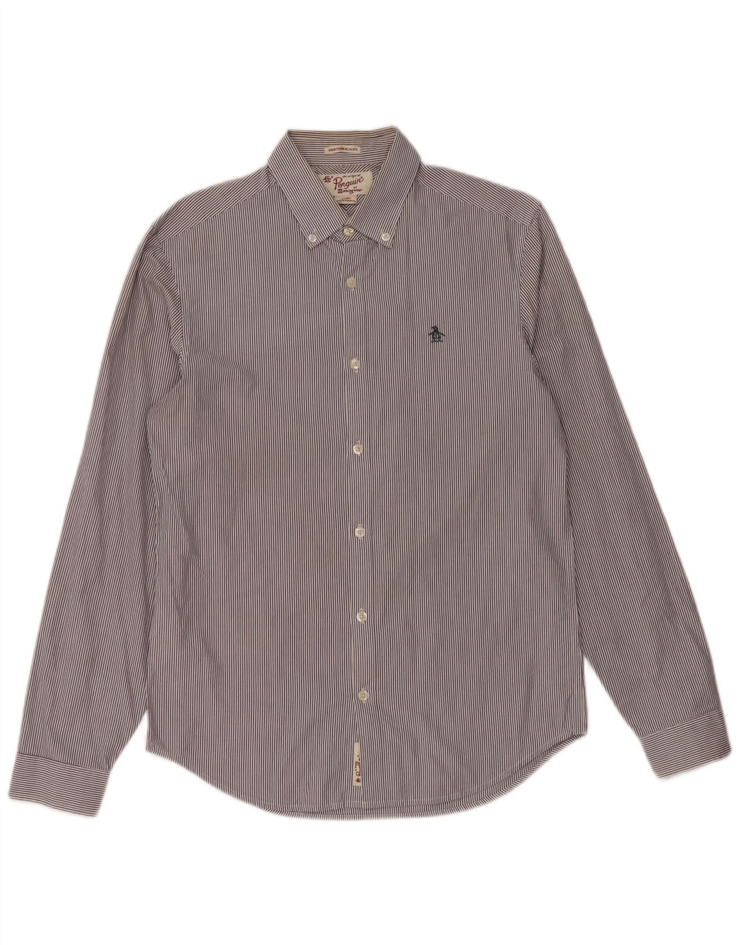 PENGUIN Camicia da uomo slim fit Heritage piccola in cotone gessato blu navy