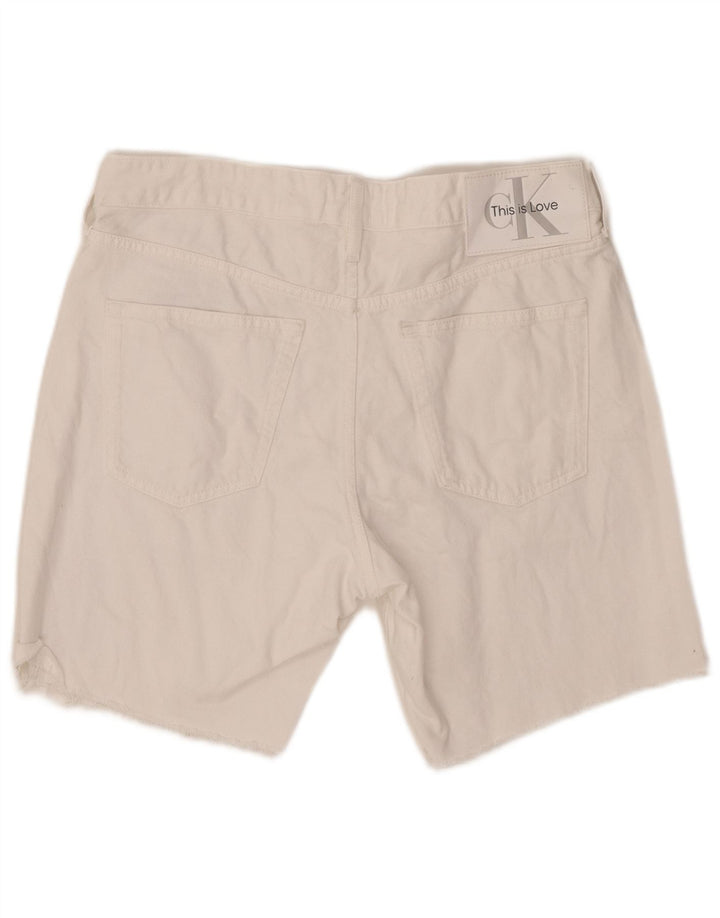 CALVIN KLEIN Pantaloncini di jeans con grafica da uomo W31 Cotone bianco medio