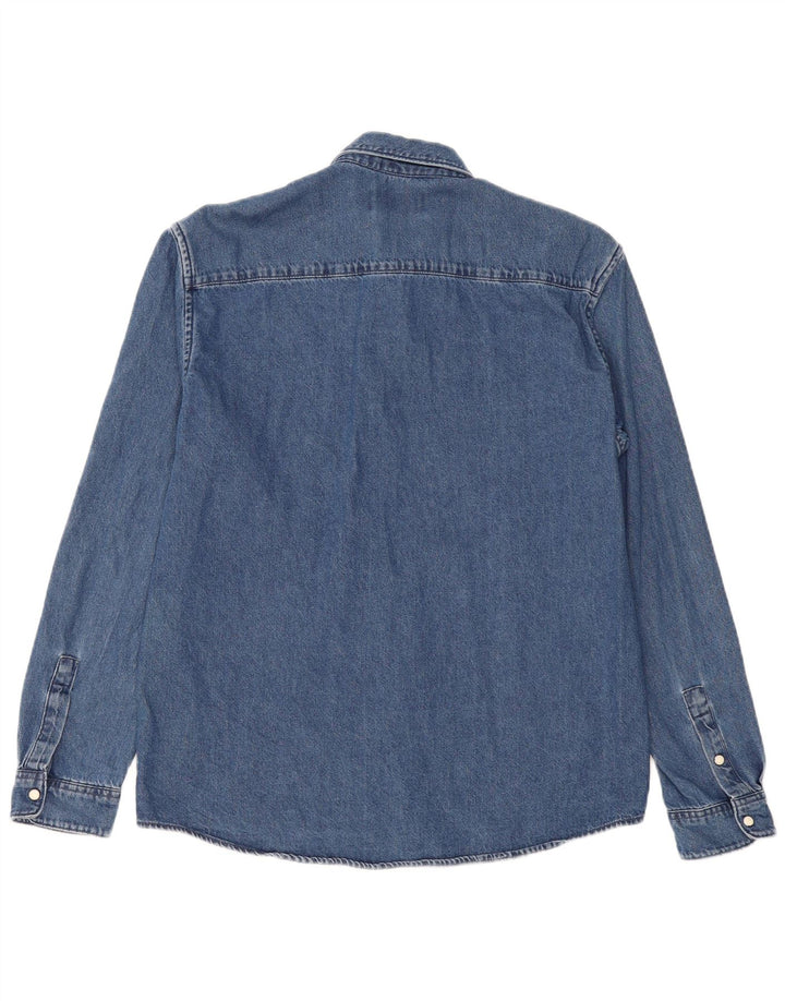Camicia di jeans aderente da uomo Tom Tailor grande in cotone blu navy