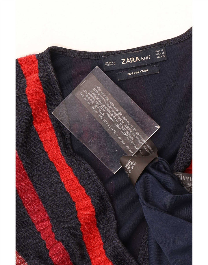 Vestito lungo senza maniche da donna Zara UK 12 medio a righe multicolore