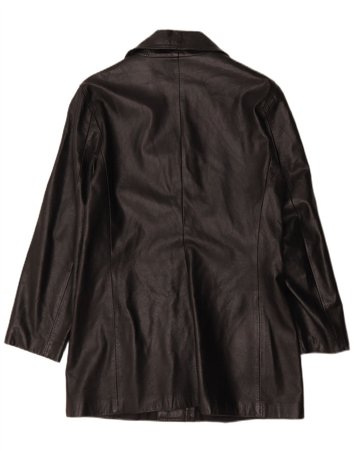 Cappotto in pelle vintage da donna IT 48 XL in pelle nera