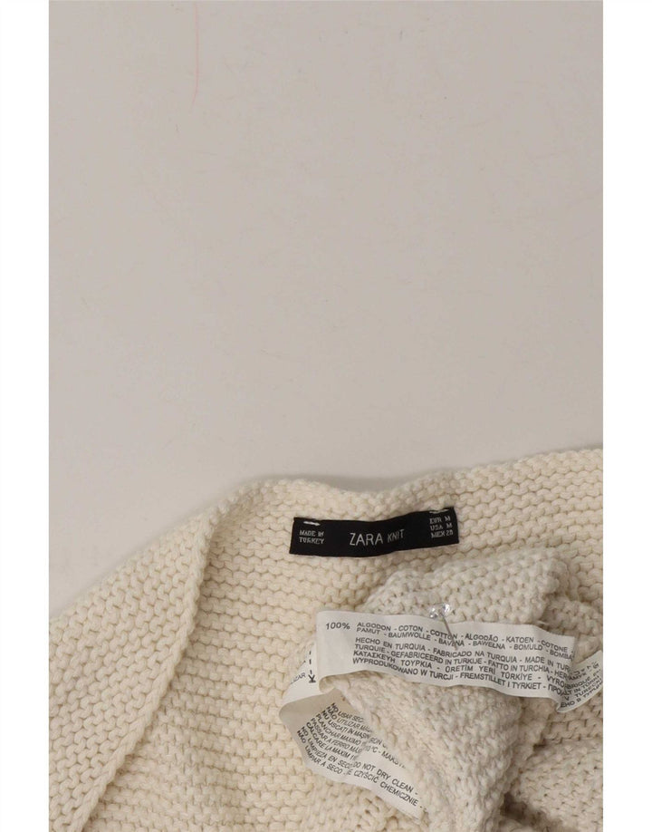 Maglione maglione oversize con scollo a barca da donna Zara UK 14 medio bianco sporco