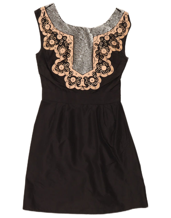 French Connection Abito da donna a trapezio con motivo astratto UK 6 XS Nero