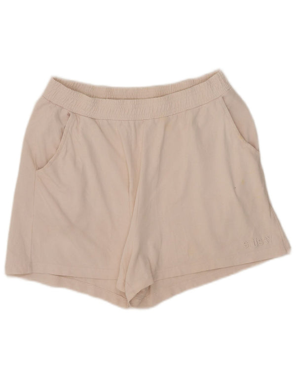Pantaloncini sportivi da donna Stussy UK 14 grandi cotone bianco sporco