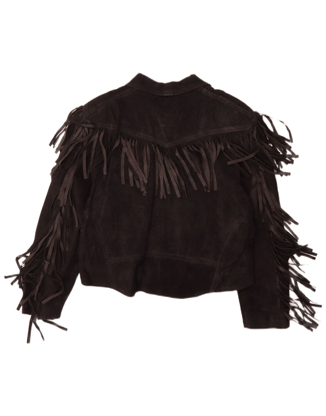 Giacca vintage in pelle scamosciata da donna IT 50 XL Cowboy in pelle nera