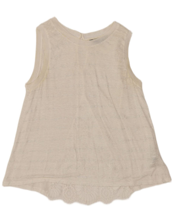 DESIGUAL Camicetta senza maniche grafica da donna Top UK 18 XL Lana floreale bianca