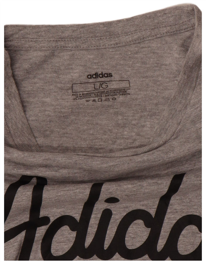 T-shirt grafica da donna ADIDAS Top UK 16 grande grigio screziato