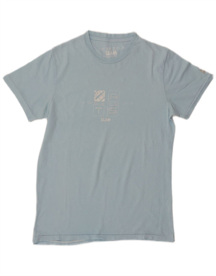 SLAM T-shirt grafica da uomo Top in cotone blu medio