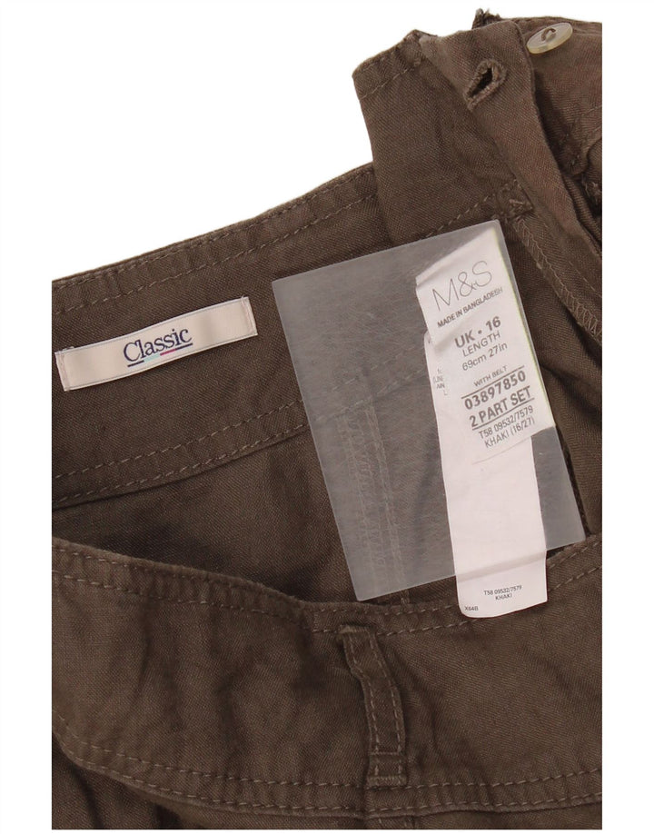 Gonna svasata da donna Marks & Spencer UK 16 Large W32 Lino marrone