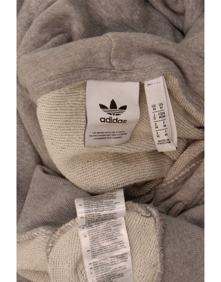 Felpa con cappuccio da uomo Adidas in cotone chiazzato grigio medio
