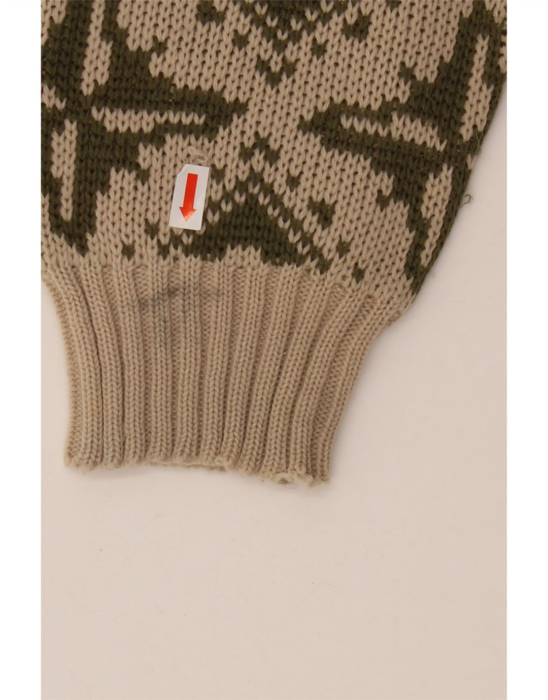 Maglione da donna VINTAGE con scollo a barca IT 46 Large Beige geometrico