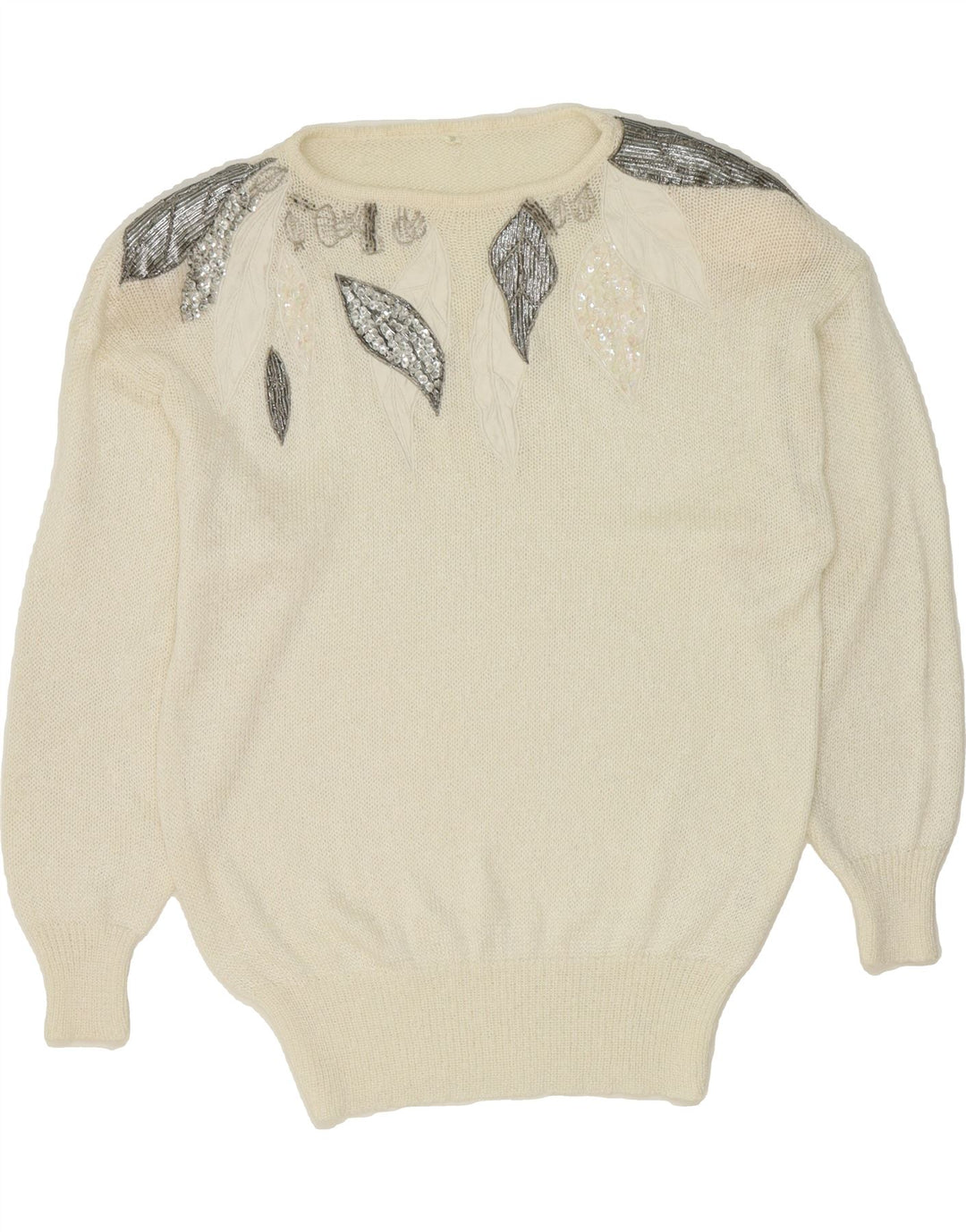 VINTAGE Womens Boat Neck Jumper Sweater EU 38 Medium White Vintage Vintage and Second-Hand Vintage from Messina Hembry 