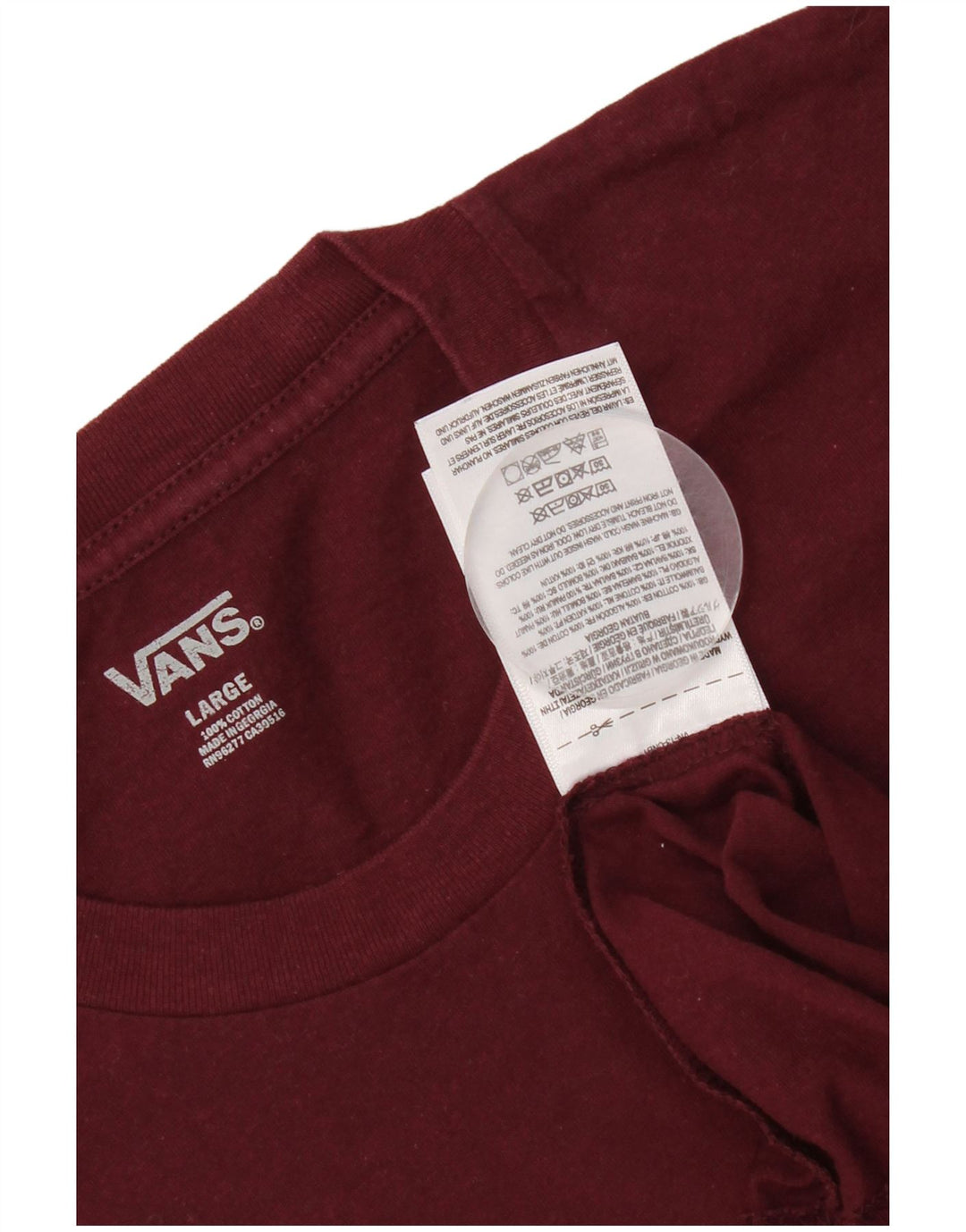 T-shirt da uomo Vans grande in cotone bordeaux