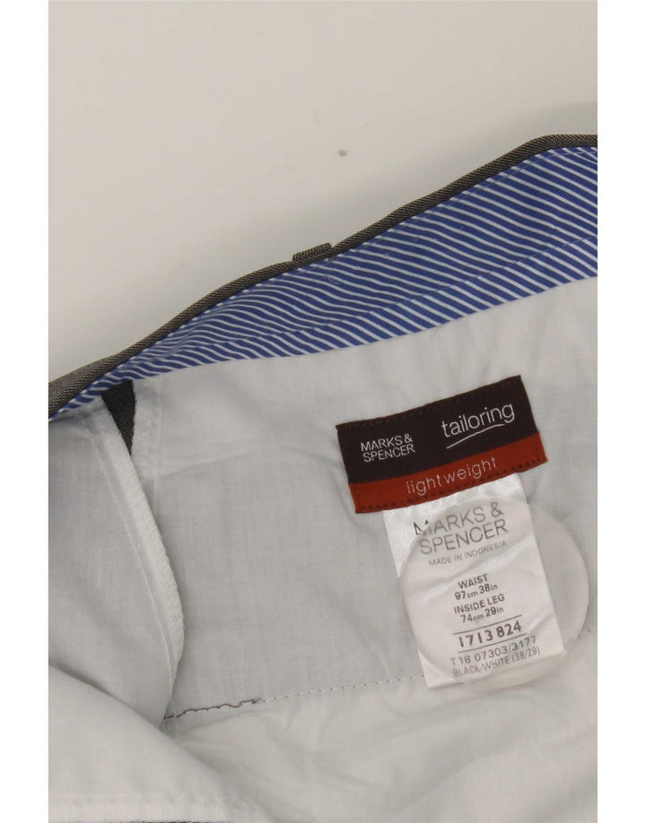 Pantaloni da abito dritti da uomo Marks & Spencer W38 L29 poliestere grigio