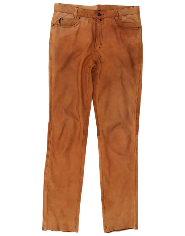 POLO Pantaloni dritti da uomo in pelle scamosciata IT 52 XL W38 L34 Pelle marrone