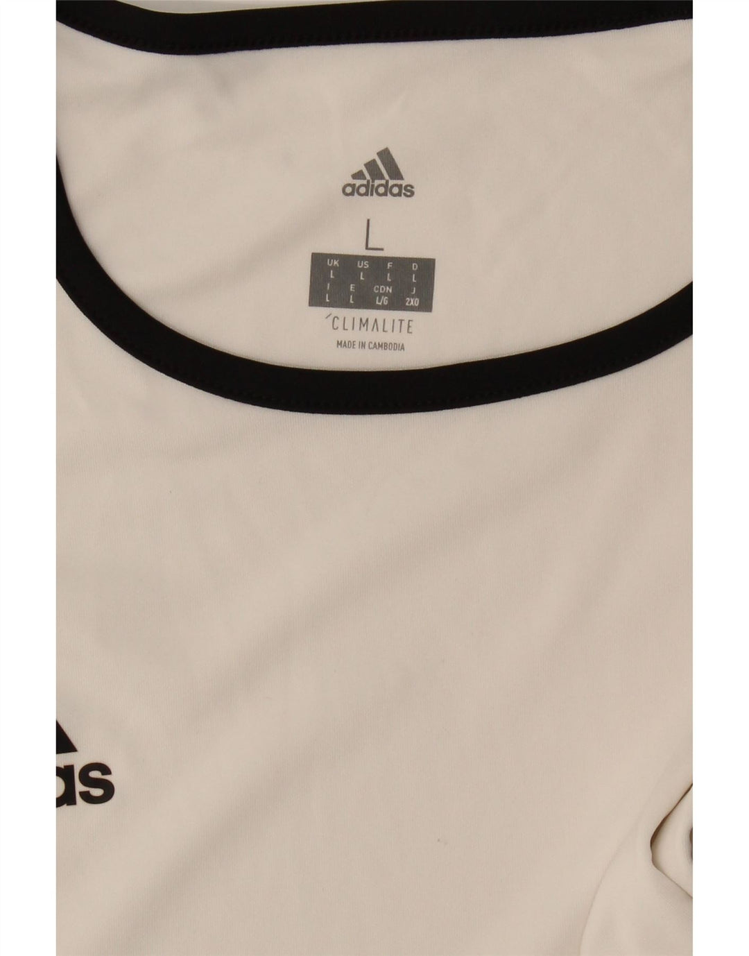 ADIDAS Mens Climalite T-Shirt Top Large White Colourblock Polyester Vintage Adidas and Second-Hand Adidas from Messina Hembry 