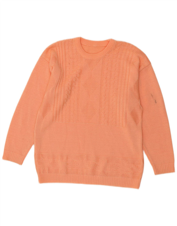 Maglione maglione girocollo da donna vintage UK 14 grande arancione