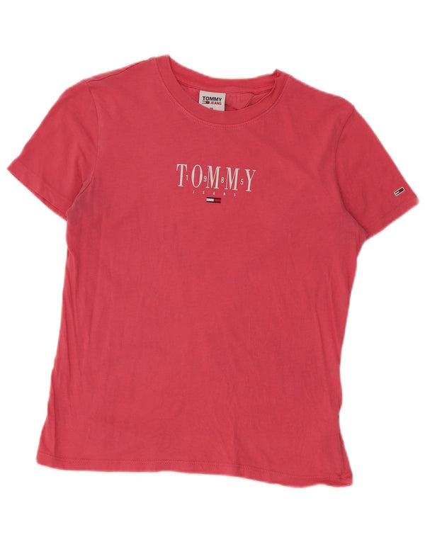 T-shirt grafica da donna Tommy Hilfiger Top UK 6 XS cotone rosa