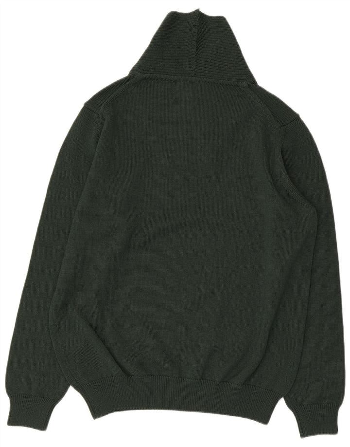 NAVIGARE Mens Shawl Neck Jumper Sweater Large Green New Wool