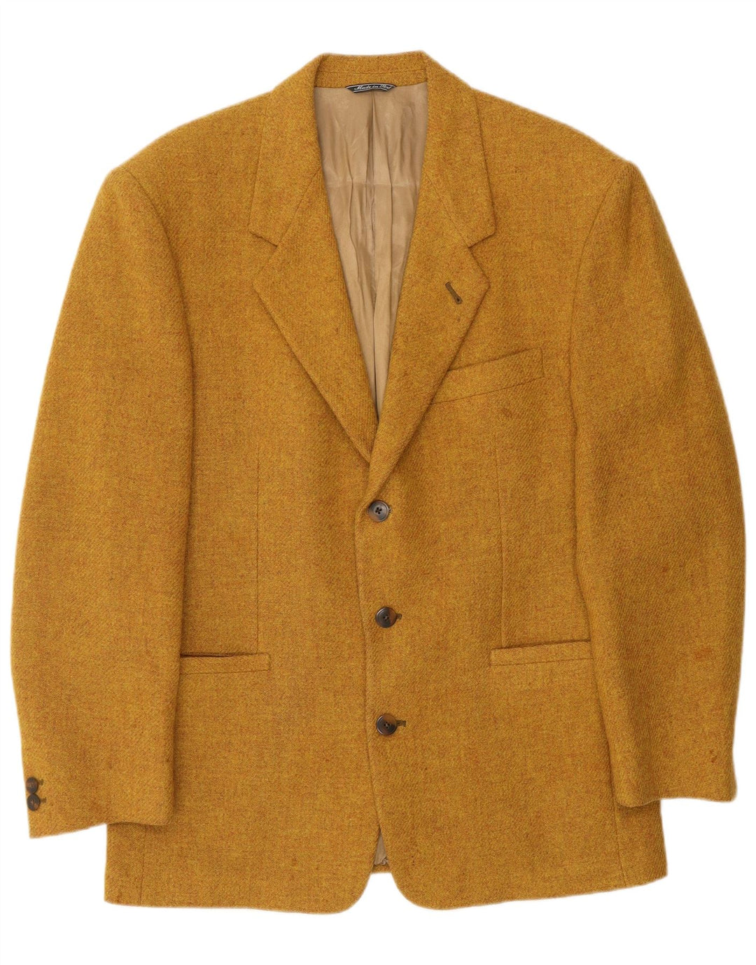 Giacca blazer da uomo a 3 bottoni VINTAGE UK 40 grande lana vergine marrone