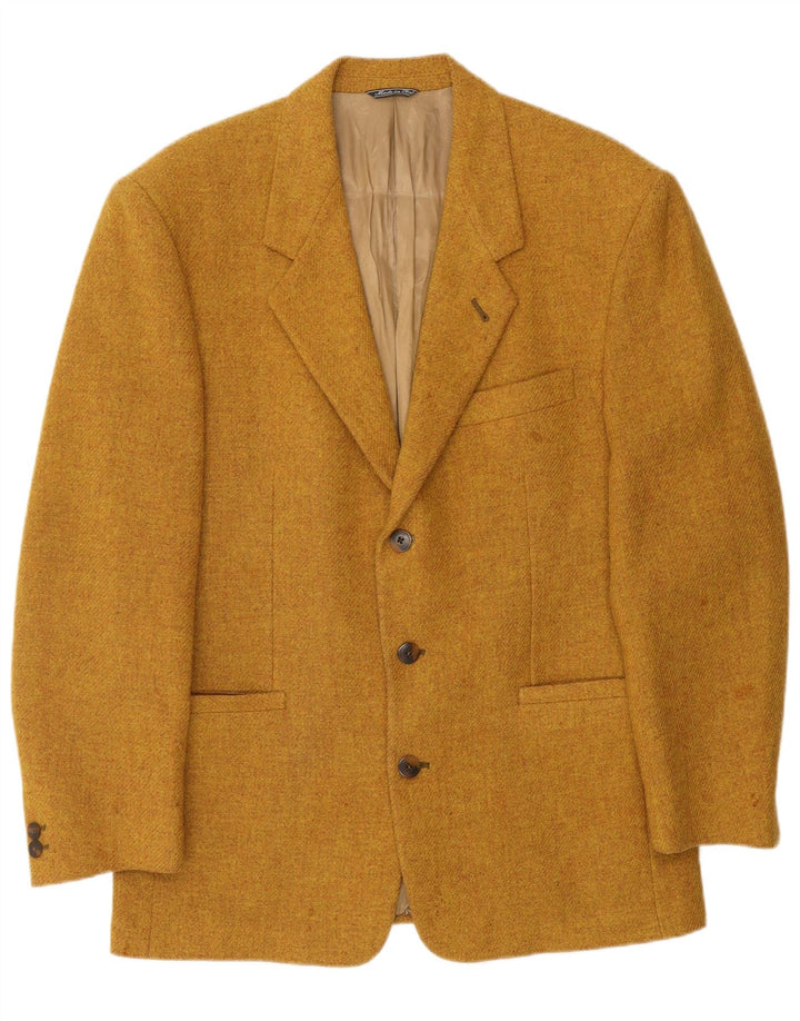 Giacca blazer da uomo a 3 bottoni VINTAGE UK 40 grande lana vergine marrone