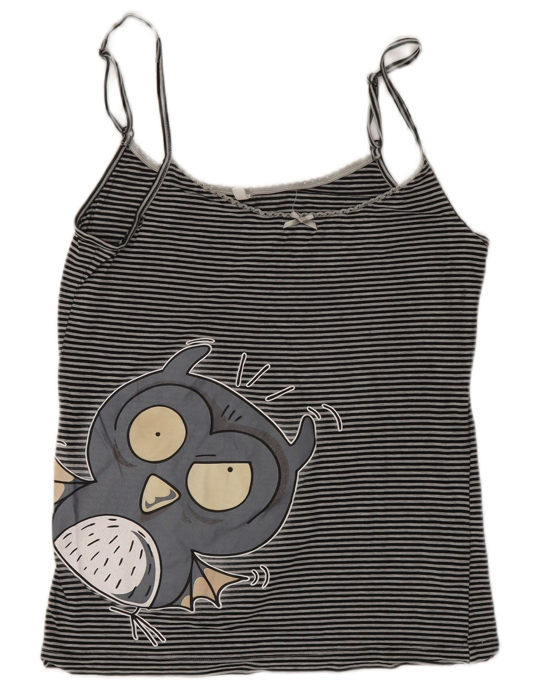 Top corto con camicetta grafica da donna Benetton UK 10 piccolo grigio a righe