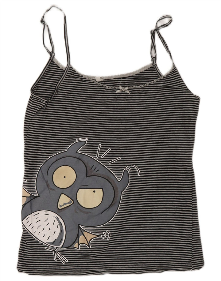 Top corto con camicetta grafica da donna Benetton UK 10 piccolo grigio a righe
