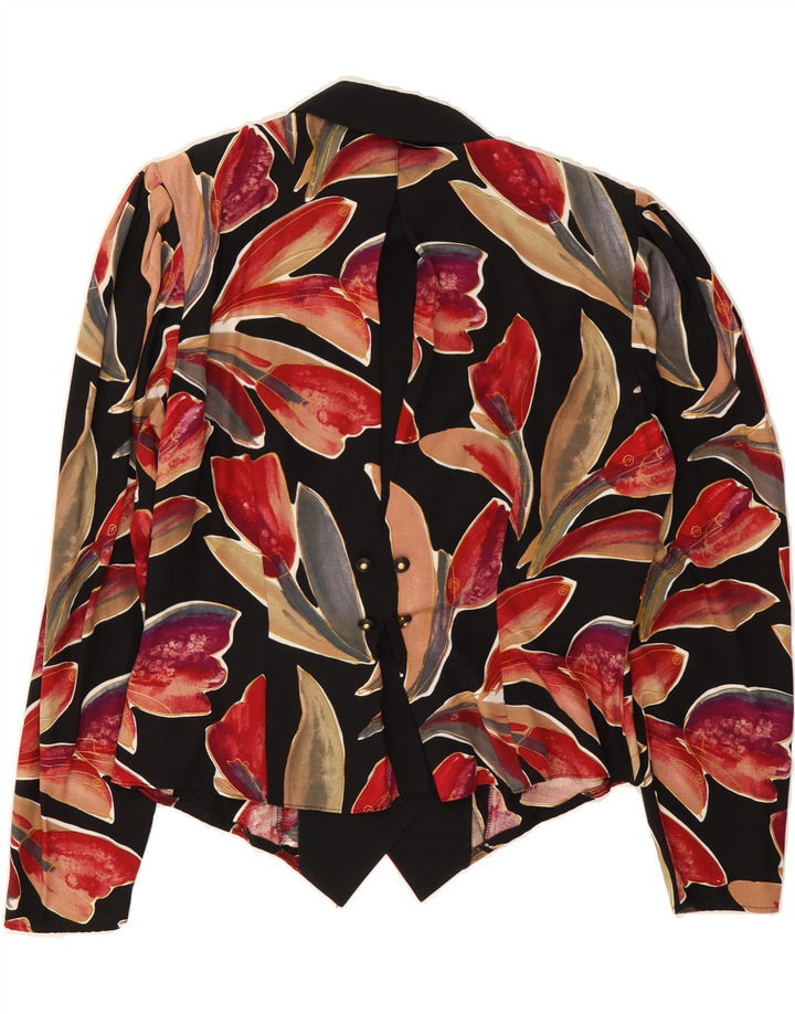 VINTAGE Womens Double Breasted Blazer Jacket EU 40 Medium Black Floral Vintage Vintage and Second-Hand Vintage from Messina Hembry 