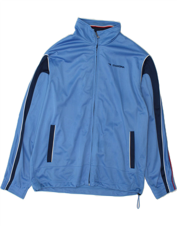 DIADORA Mens Tracksuit Top Jacket UK 42 XL Blue Colourblock Polyester Vintage Diadora and Second-Hand Diadora from Messina Hembry 