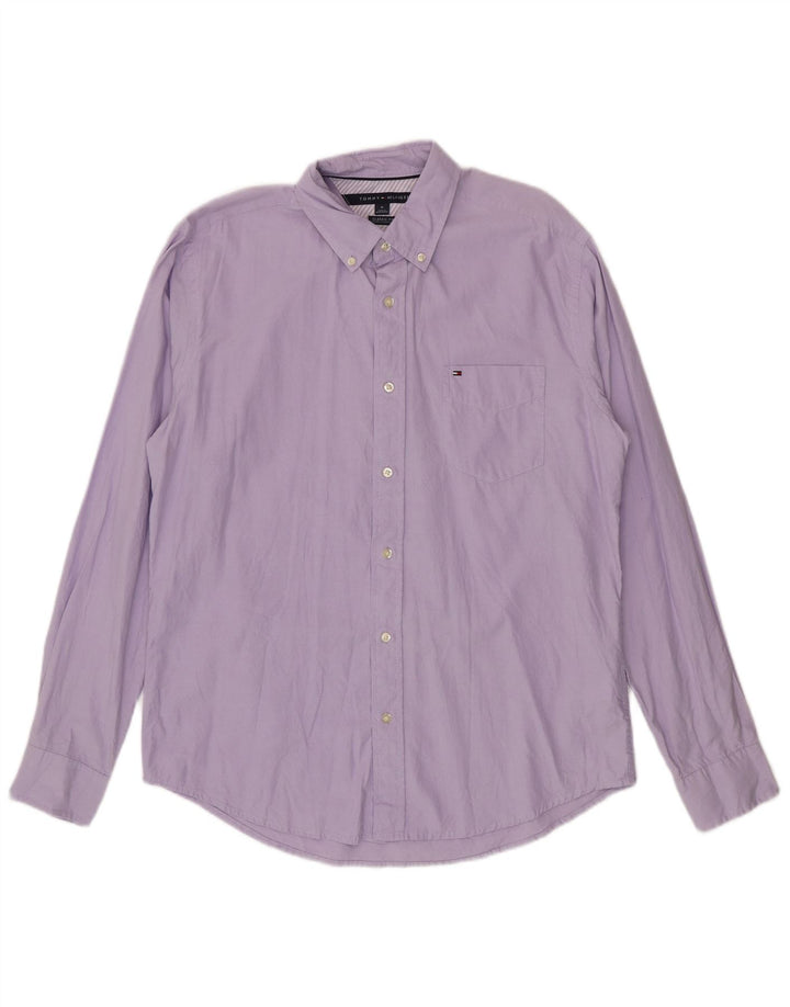 Camicia da uomo Classic Fit Tommy Hilfiger in cotone viola medio