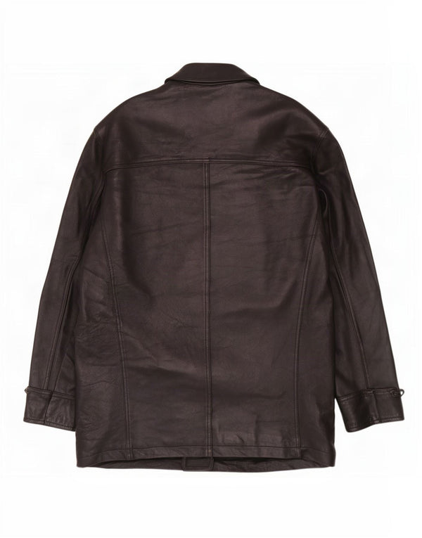 Giacca in pelle vintage da uomo vestibilità ampia UK 36 piccola nera