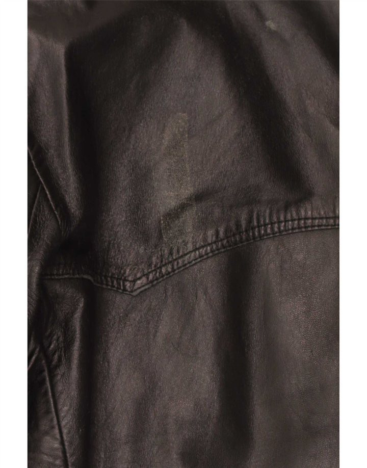 Giacca blazer in pelle vintage da uomo a 3 bottoni UK 36 piccola nera