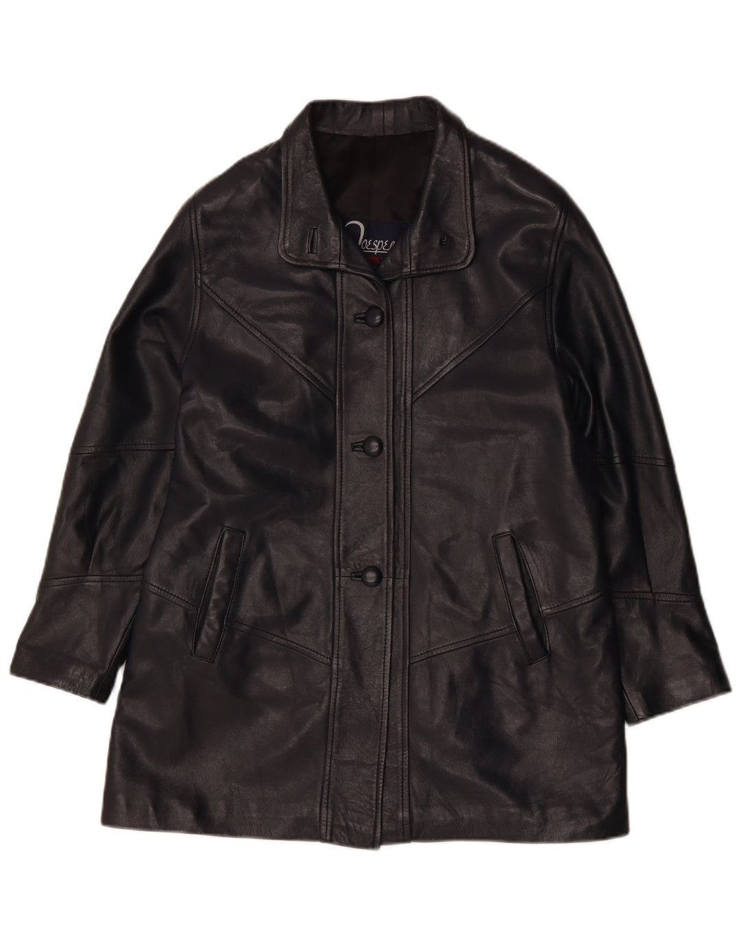 Giacca in pelle da donna vintage UK 14 in pelle nera media