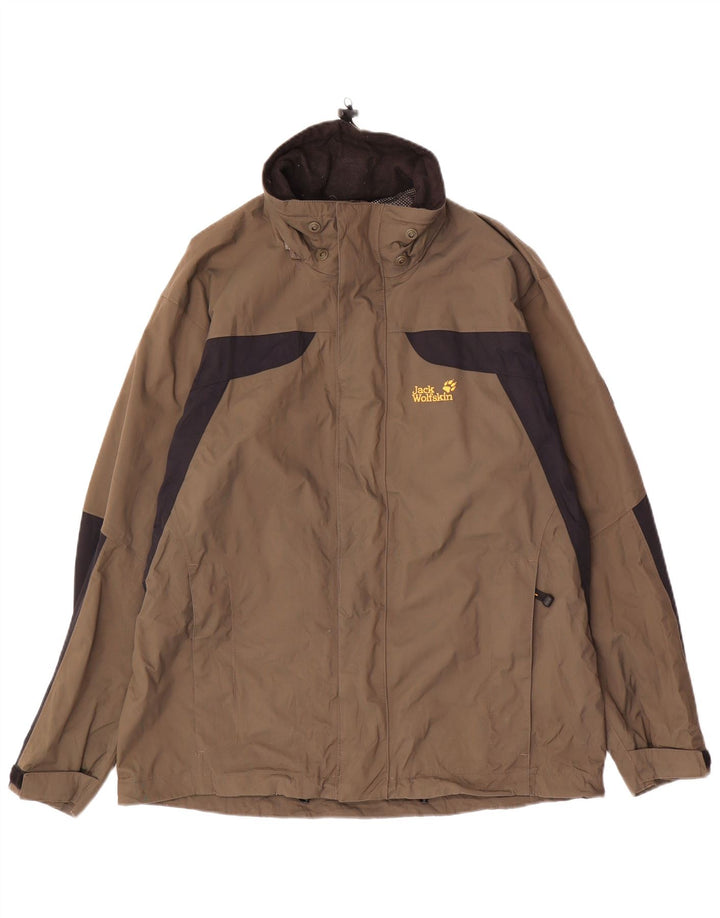 JACK WOLFSKIN Giacca antipioggia da uomo UK 36/38 Poliammide color block marrone medio