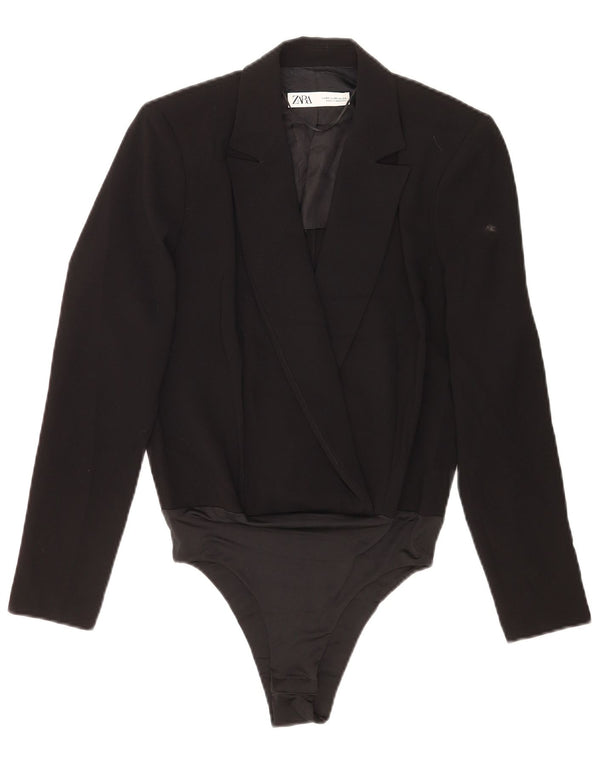 Zara Womens Blazer Bodysuit UK 6 XS Black Polyester