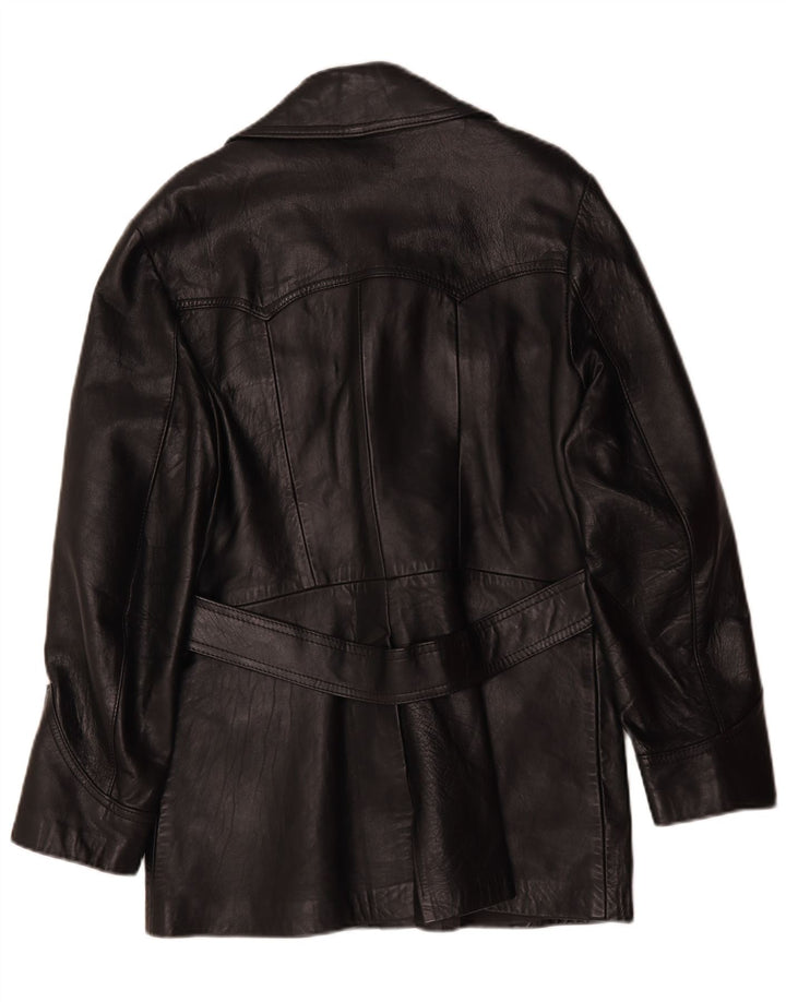 Cappotto in pelle vintage da donna IT 42 medio nero