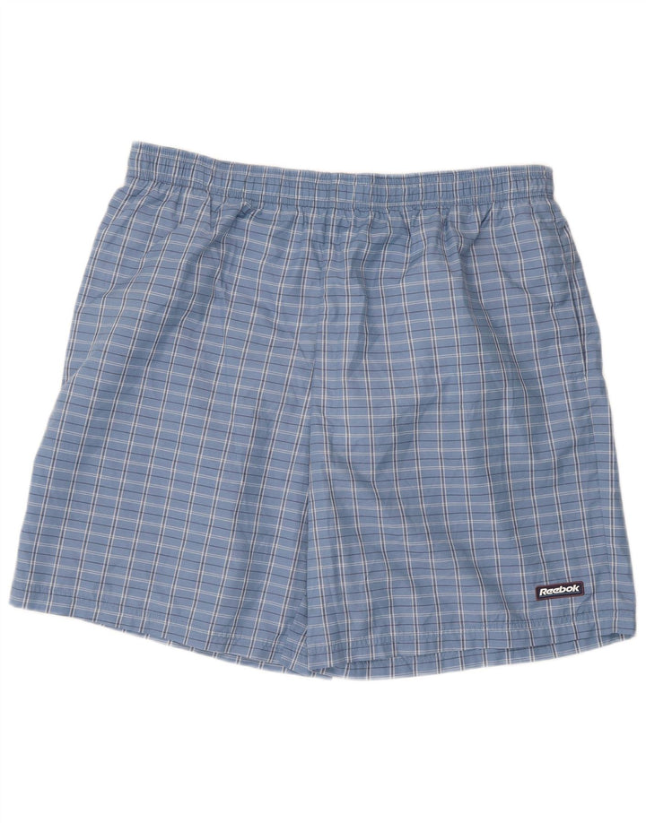 Pantaloncini sportivi Reebok da uomo 2XL in poliestere a quadri blu