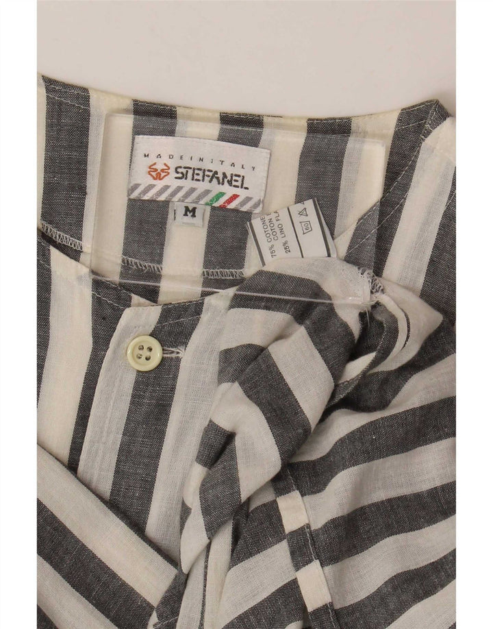 Camicia da uomo a maniche corte Stefanel in cotone a righe bianche medie