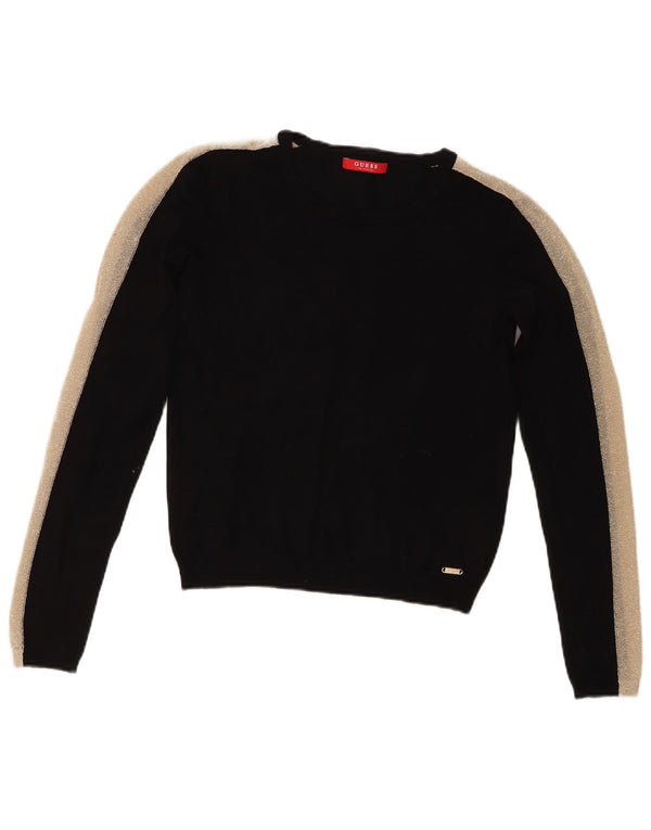 Guess Maglione da donna con scollo a barca corto UK 10 Small Black Colourblock